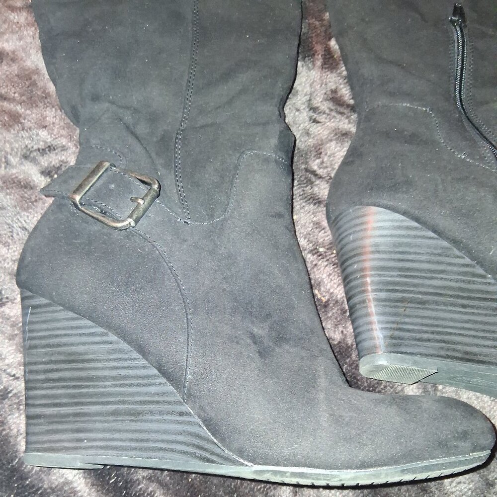 SeyChelles knee high wedge suede boots